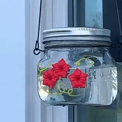 Beautiful jar hummingbird feeder with three ports