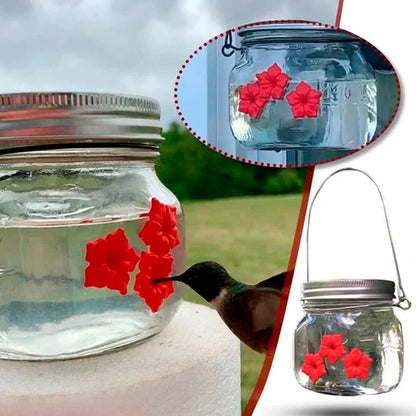 Beautiful jar hummingbird feeder with three ports