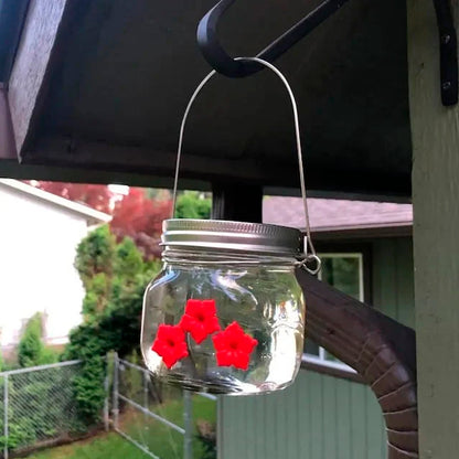 Beautiful jar hummingbird feeder with three ports