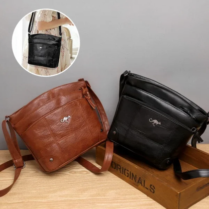 Soft Leather Messenger Multi Pocket Large Capacity Shoulder Bag