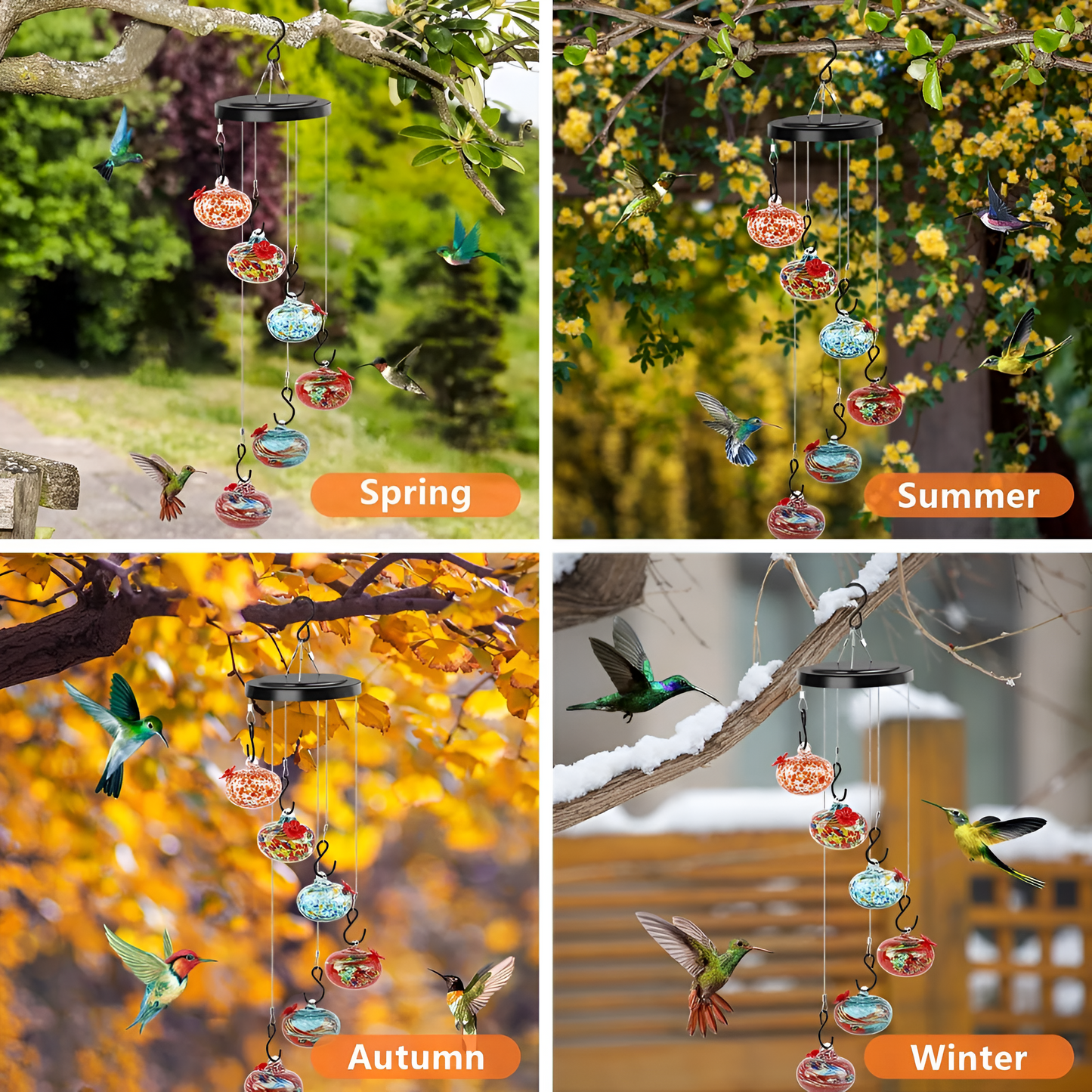 Charming Wind Chimes Hummingbird feeders for Outdoors Hanging.