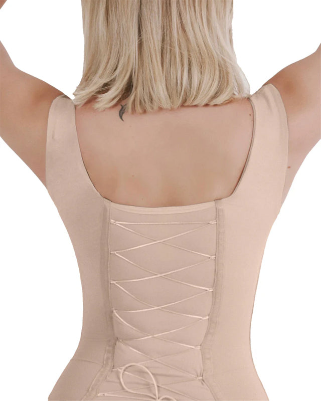 Seamless Tummy Control Bodysuit with Lace-Up Back