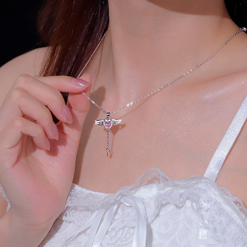 Pink Angel Wings Necklace