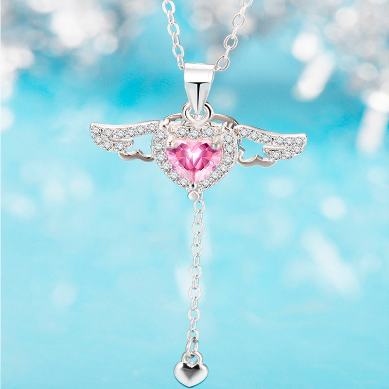 Pink Angel Wings Necklace