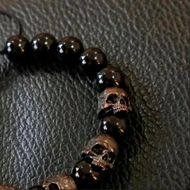 Vintage Skull Legion Black Agate Bracelet 💀🔥