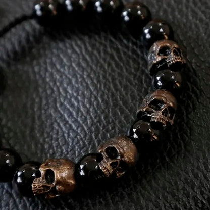 Vintage Skull Legion Black Agate Bracelet 💀🔥