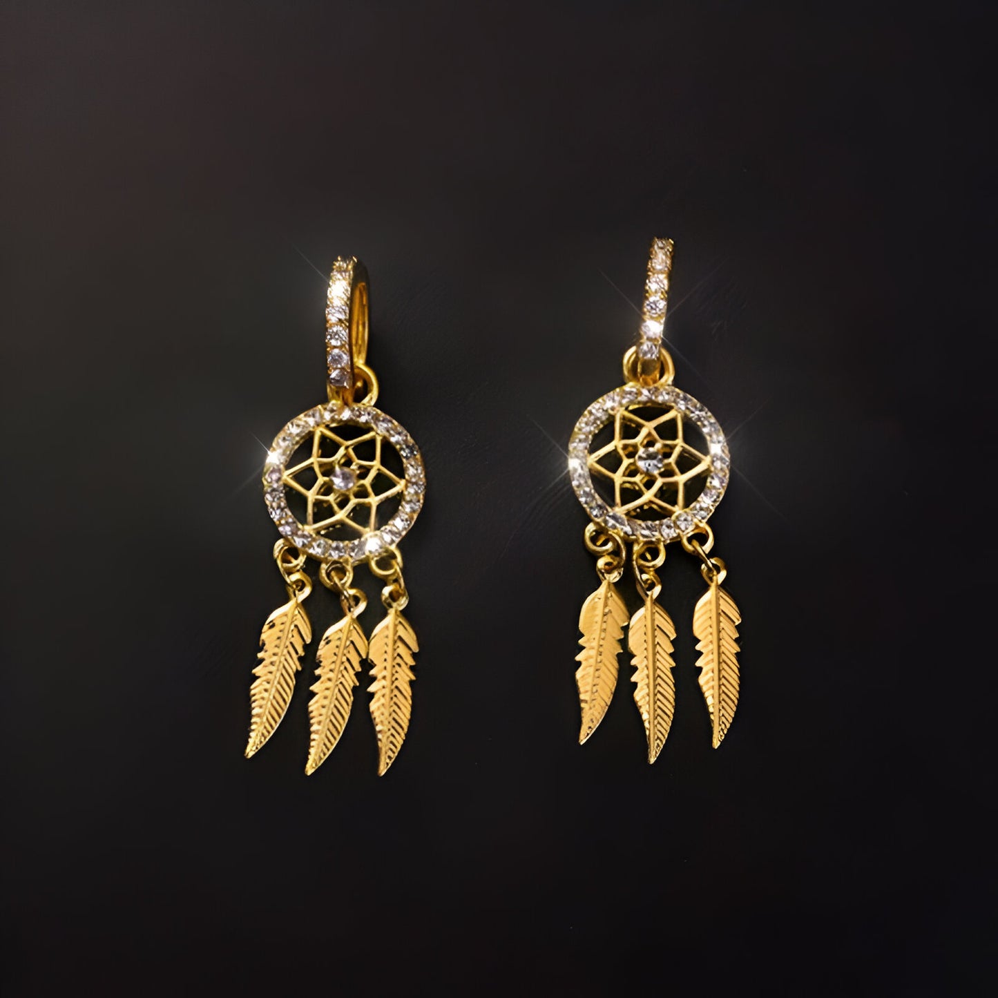 Golden dreamcatcher earrings