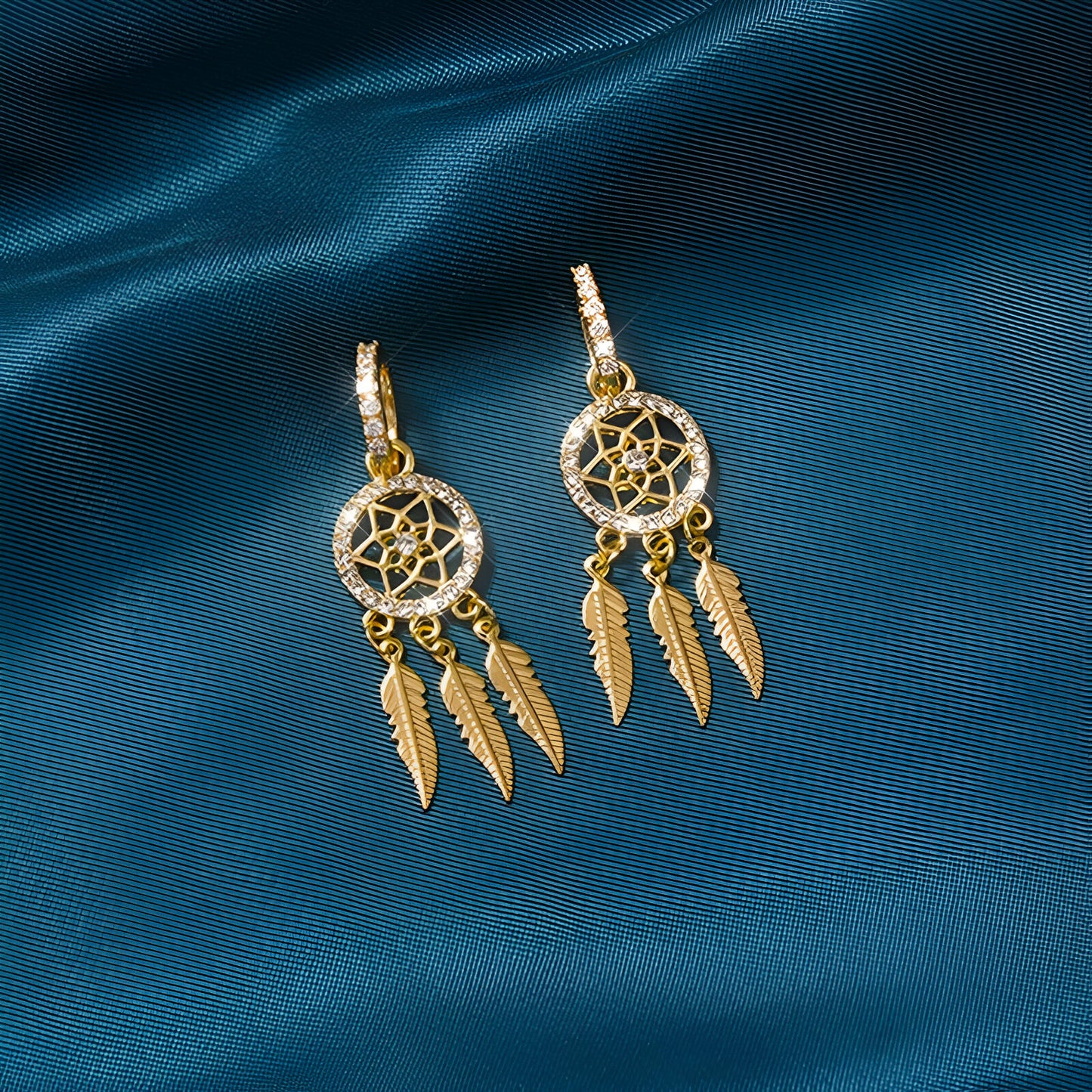 Golden dreamcatcher earrings