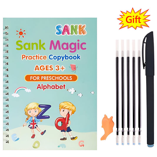 Magic Practice Copybook 📚, Buy 1 Set (Get 4 Book + 1 Pen+ 5 Refill + 1 Grip )