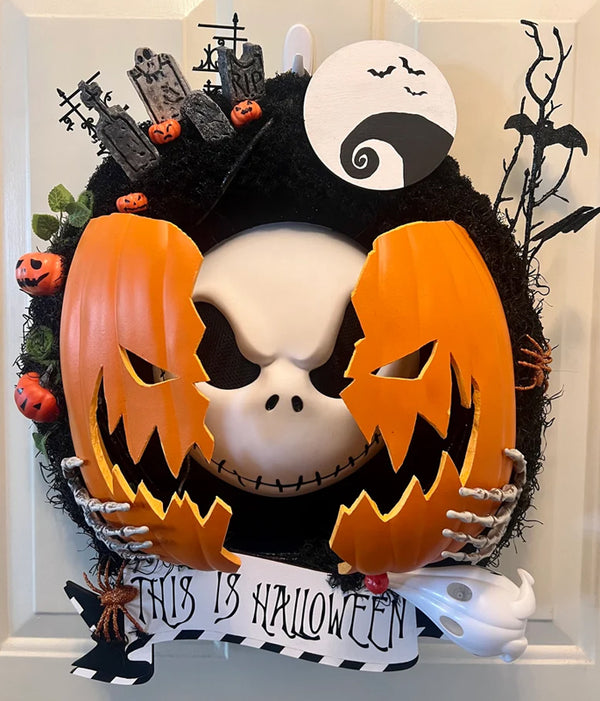 (🎃Early Halloween Sale - 49% OFF) 💀Nightmare Pumpkin Wreath, 🔥Buy 2 FREE SHIPPING