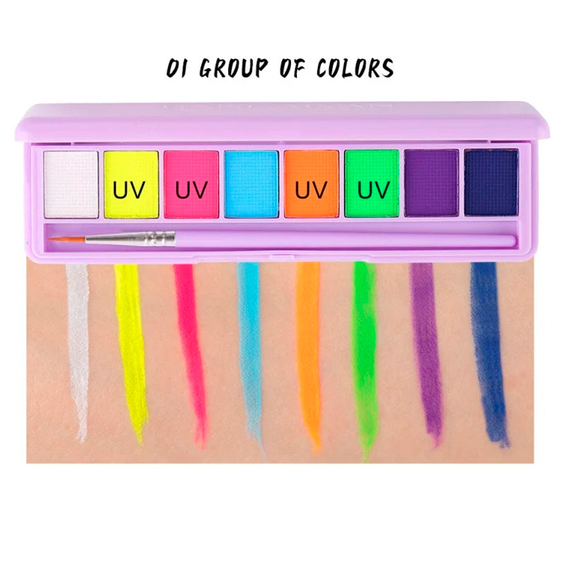 Water-soluble fluorescent makeup palette