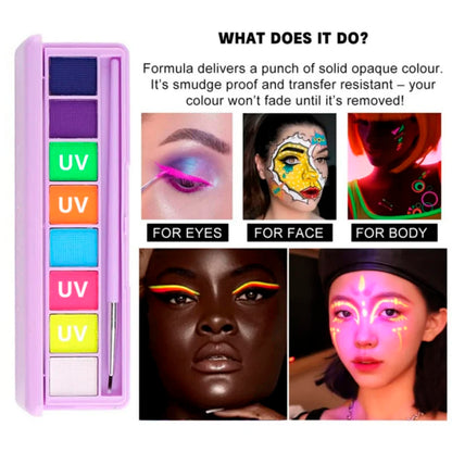 Water-soluble fluorescent makeup palette