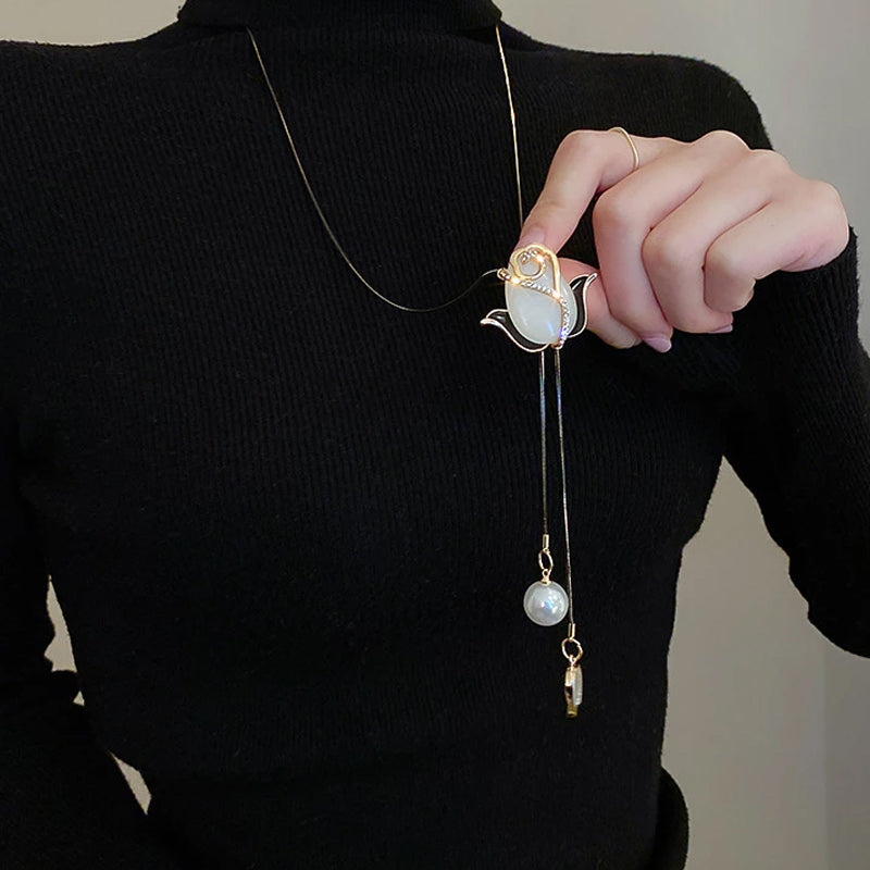 Opal Tulip Pendant Necklace 💎✨