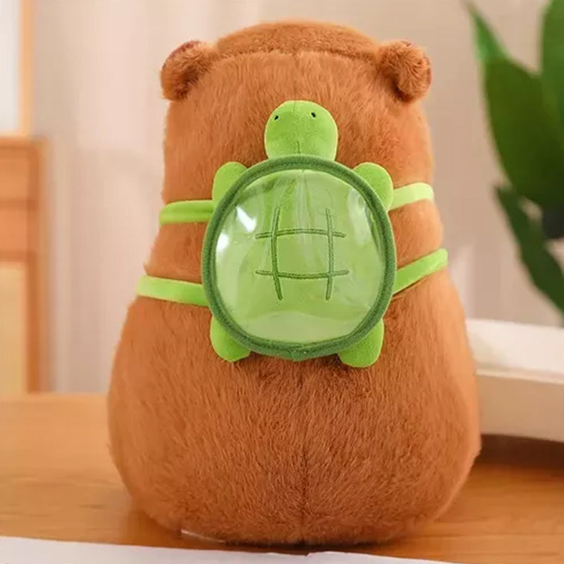 Capybara Plush Backpack & Baby Turtle