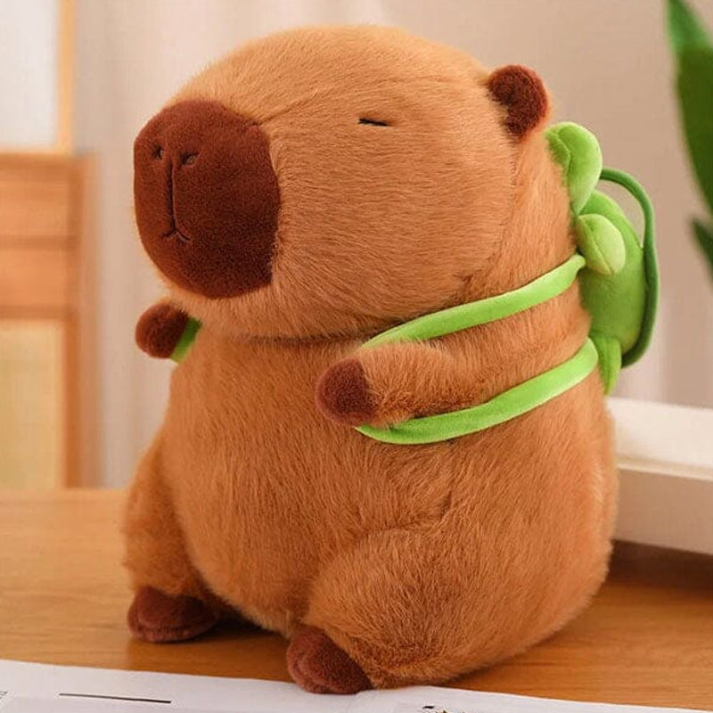 Capybara Plush Backpack & Baby Turtle