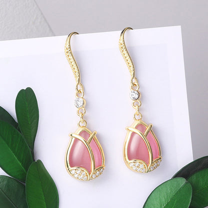 Pink Opal Tulip Pendant Necklace + Earrings (🎉SPECIAL OFFER )🎉