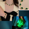 Pendant Necklace for Women Green Enamel Classic Jewelry