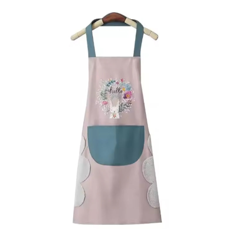 Waterproof Oil-Resistant Kitchen Apron with Pocket and Side Towels