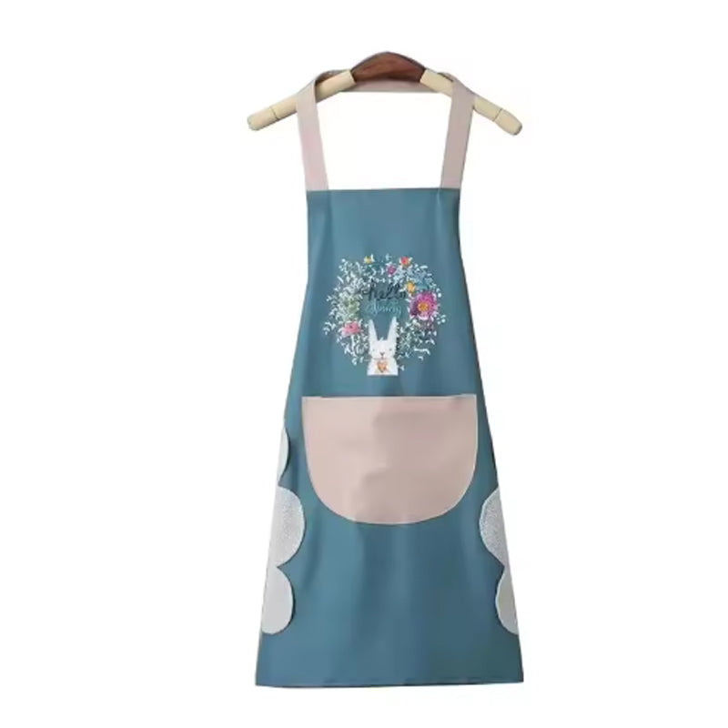 Waterproof Oil-Resistant Kitchen Apron with Pocket and Side Towels