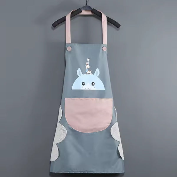Waterproof Oil-Resistant Kitchen Apron with Pocket and Side Towels