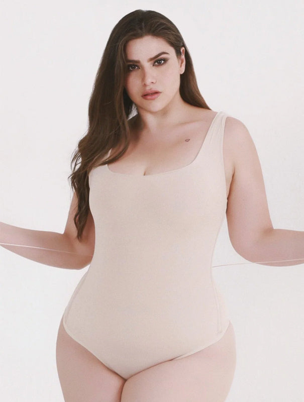 Seamless Tummy Control Bodysuit with Lace-Up Back