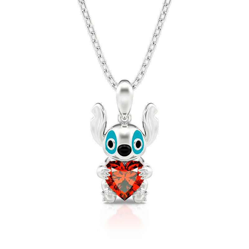 Stick stitch necklace with red heart