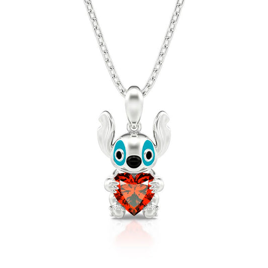 Stick stitch necklace with red heart