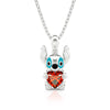 Stick stitch necklace with red heart
