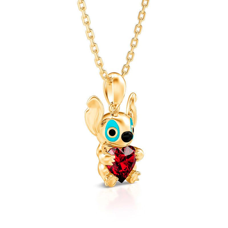 Stick stitch necklace with red heart