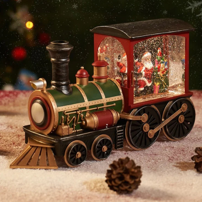 🚂 Christmas Train Illuminated, Lantern Decoration With Snow Globe, Santa Claus.🎅🎁 Christmas Gift!