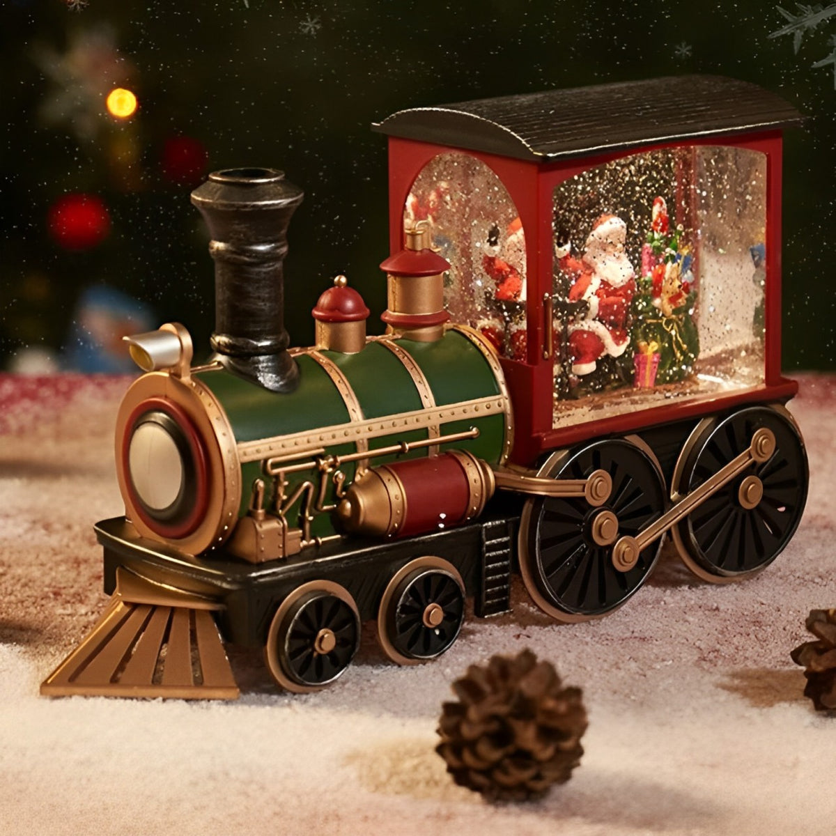 🚂 Christmas Train Illuminated, Lantern Decoration With Snow Globe, Santa Claus.🎅🎁 Christmas Gift!