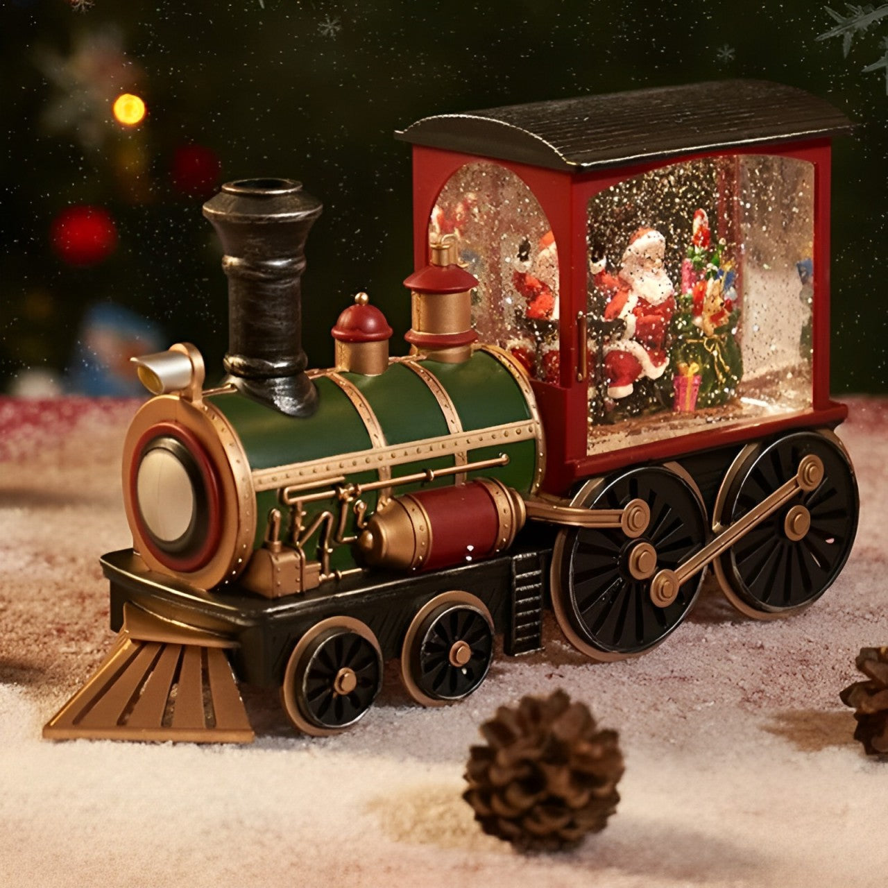 🚂 Christmas Train Illuminated, Lantern Decoration With Snow Globe, Santa Claus.🎅🎁 Christmas Gift!