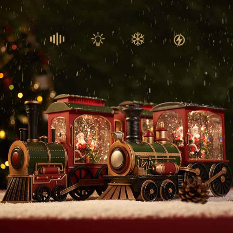 🚂 Christmas Train Illuminated, Lantern Decoration With Snow Globe, Santa Claus.🎅🎁 Christmas Gift!