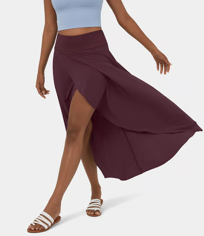 Regular Fit High-Waisted Ruffled Maxi Skirt, 2-in-1, Flowy, Quick-Drying