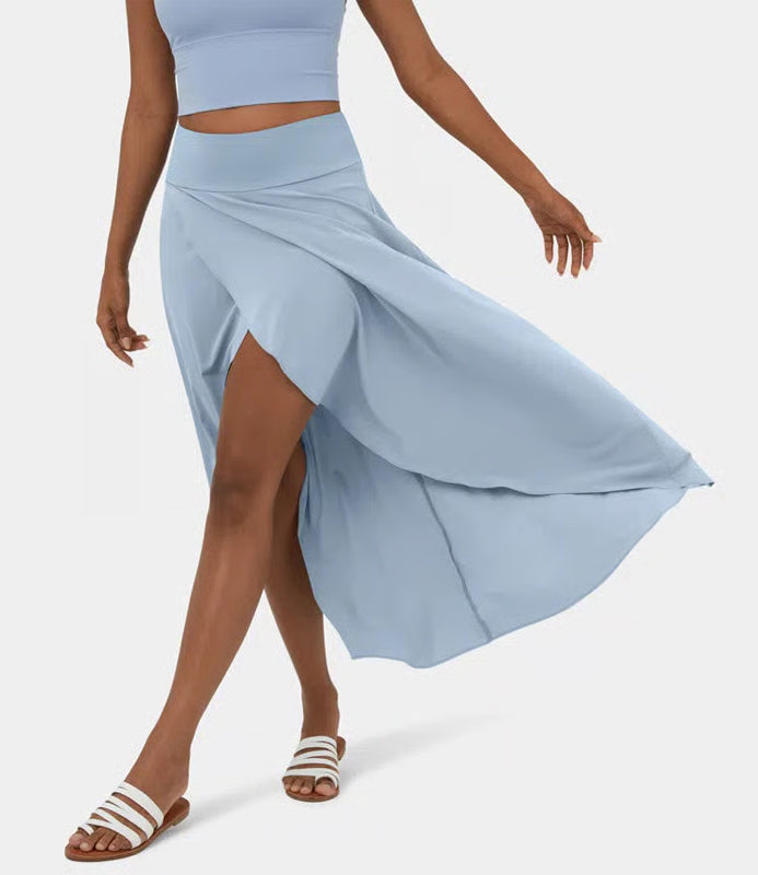 Regular Fit High-Waisted Ruffled Maxi Skirt, 2-in-1, Flowy, Quick-Drying