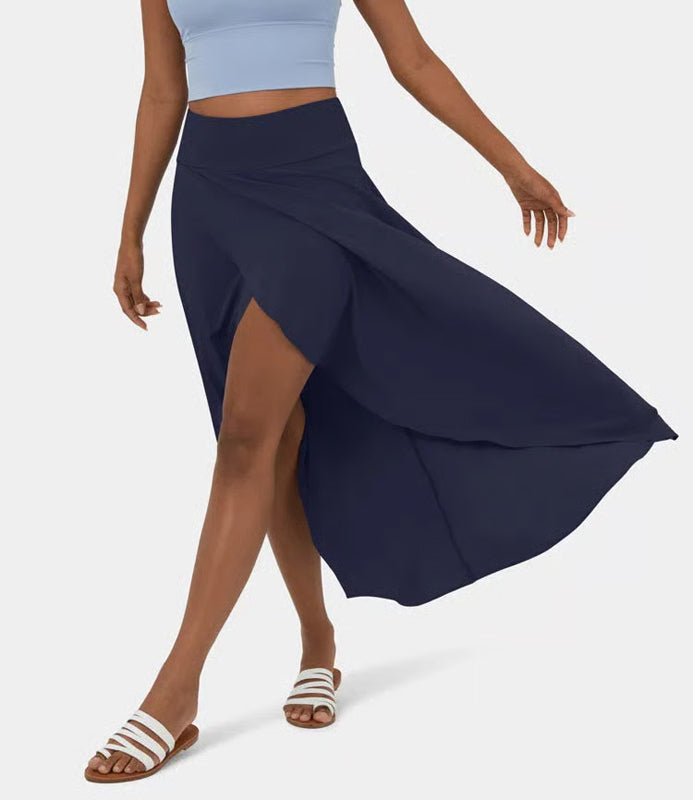 Regular Fit High-Waisted Ruffled Maxi Skirt, 2-in-1, Flowy, Quick-Drying