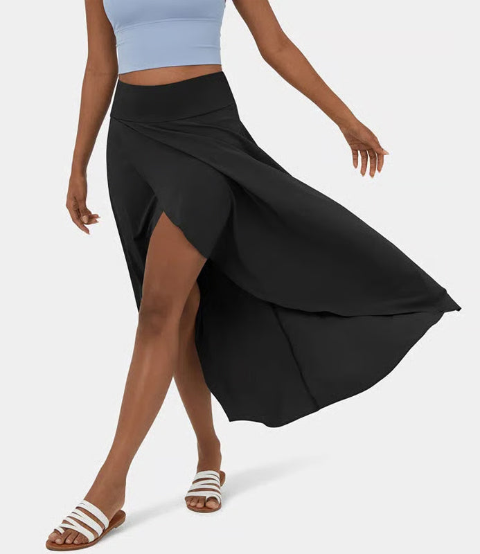 Regular Fit High-Waisted Ruffled Maxi Skirt, 2-in-1, Flowy, Quick-Drying