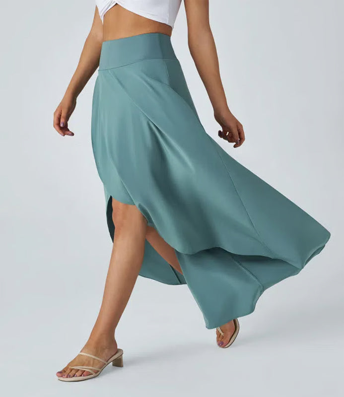 Regular Fit High-Waisted Ruffled Maxi Skirt, 2-in-1, Flowy, Quick-Drying