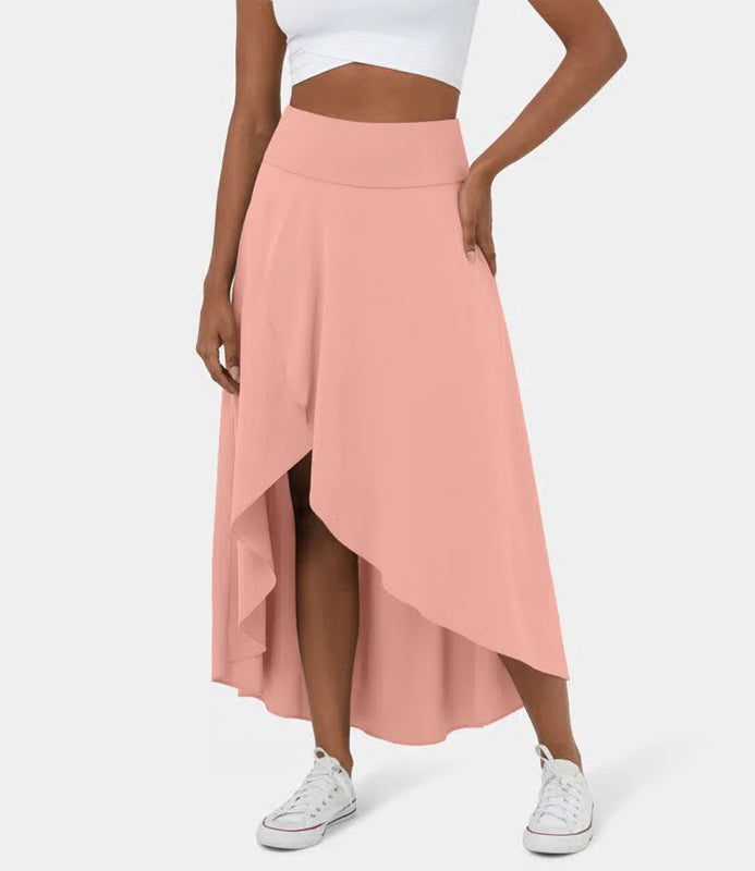 Regular Fit High-Waisted Ruffled Maxi Skirt, 2-in-1, Flowy, Quick-Drying
