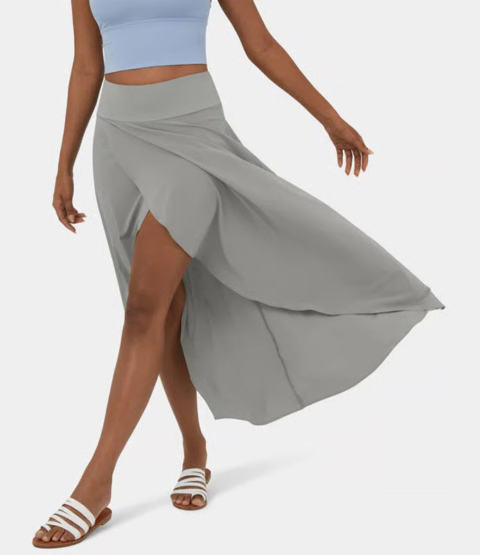 Regular Fit High-Waisted Ruffled Maxi Skirt, 2-in-1, Flowy, Quick-Drying