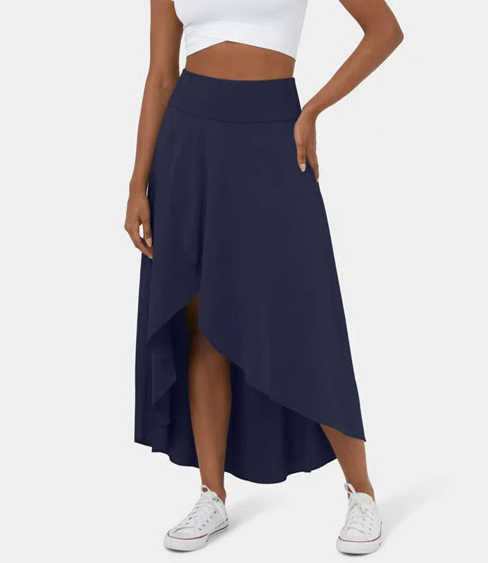 Regular Fit High-Waisted Ruffled Maxi Skirt, 2-in-1, Flowy, Quick-Drying