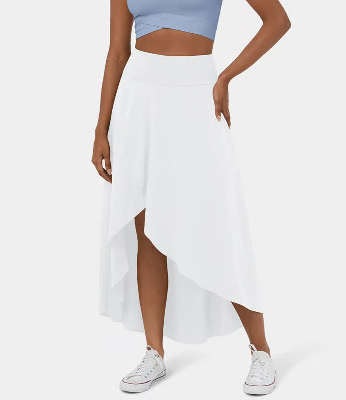Regular Fit High-Waisted Ruffled Maxi Skirt, 2-in-1, Flowy, Quick-Drying