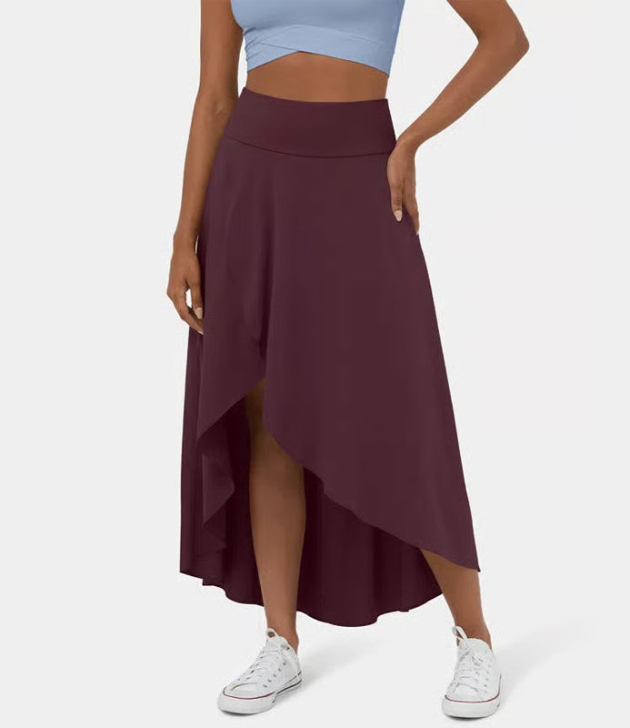 Regular Fit High-Waisted Ruffled Maxi Skirt, 2-in-1, Flowy, Quick-Drying
