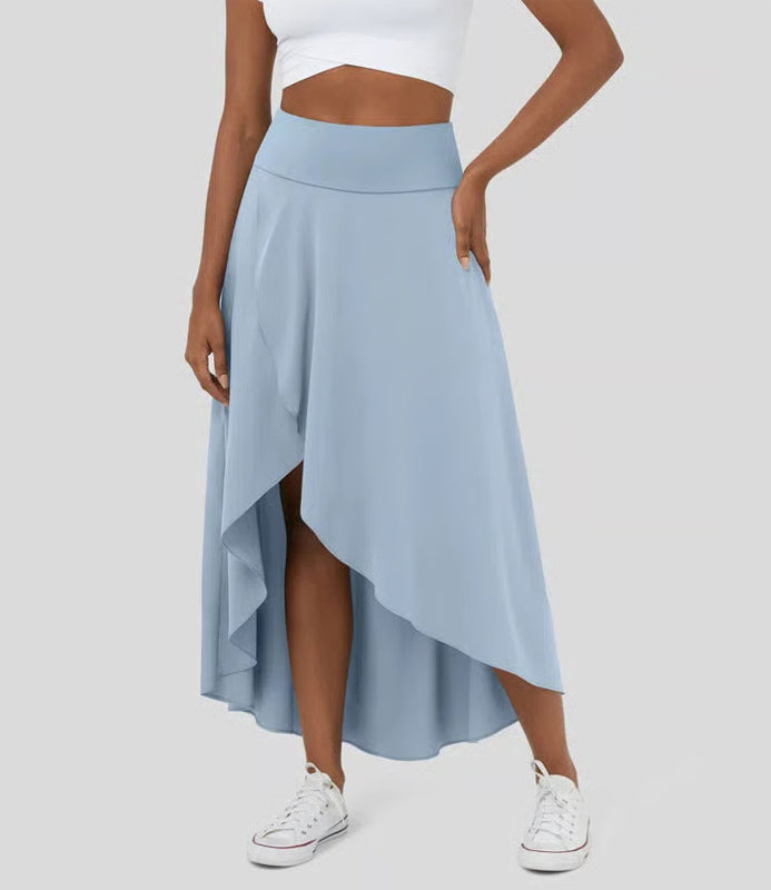 Regular Fit High-Waisted Ruffled Maxi Skirt, 2-in-1, Flowy, Quick-Drying
