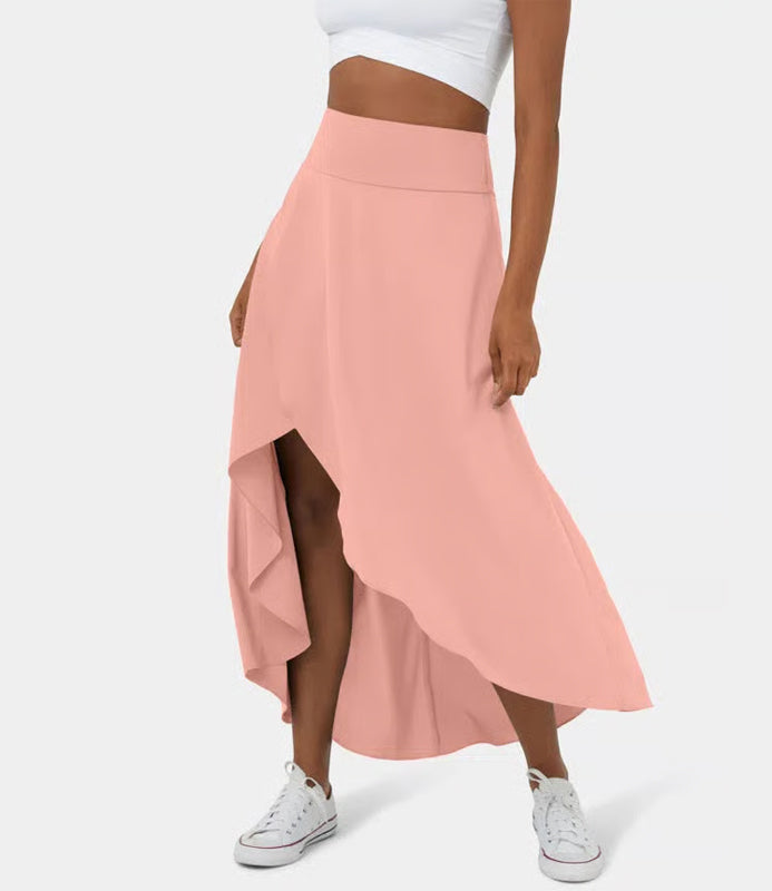 Regular Fit High-Waisted Ruffled Maxi Skirt, 2-in-1, Flowy, Quick-Drying