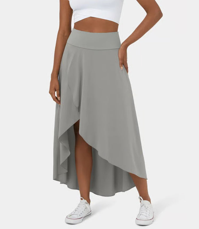 Regular Fit High-Waisted Ruffled Maxi Skirt, 2-in-1, Flowy, Quick-Drying