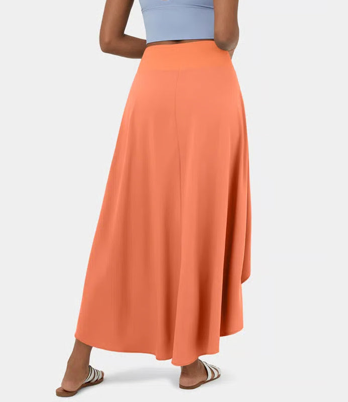 Regular Fit High-Waisted Ruffled Maxi Skirt, 2-in-1, Flowy, Quick-Drying