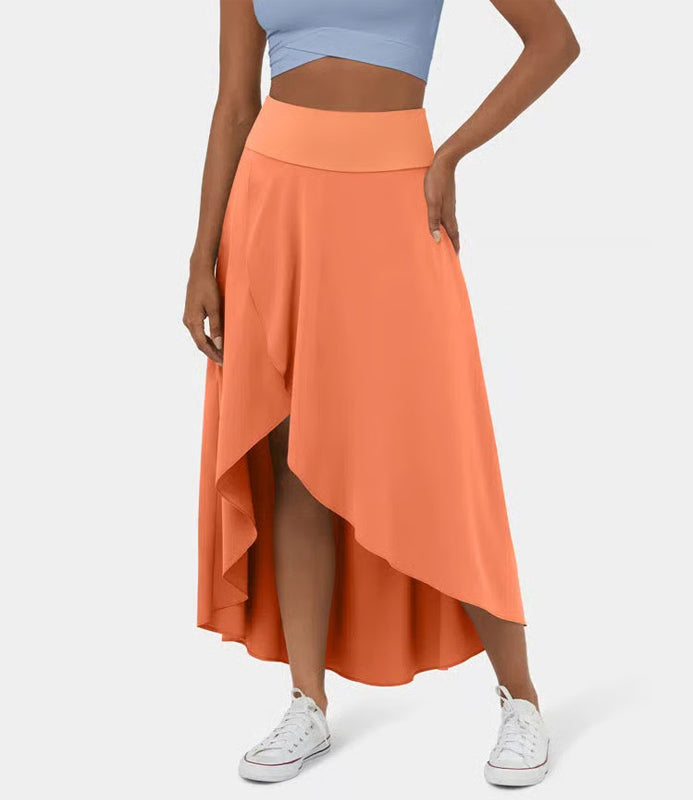 Regular Fit High-Waisted Ruffled Maxi Skirt, 2-in-1, Flowy, Quick-Drying