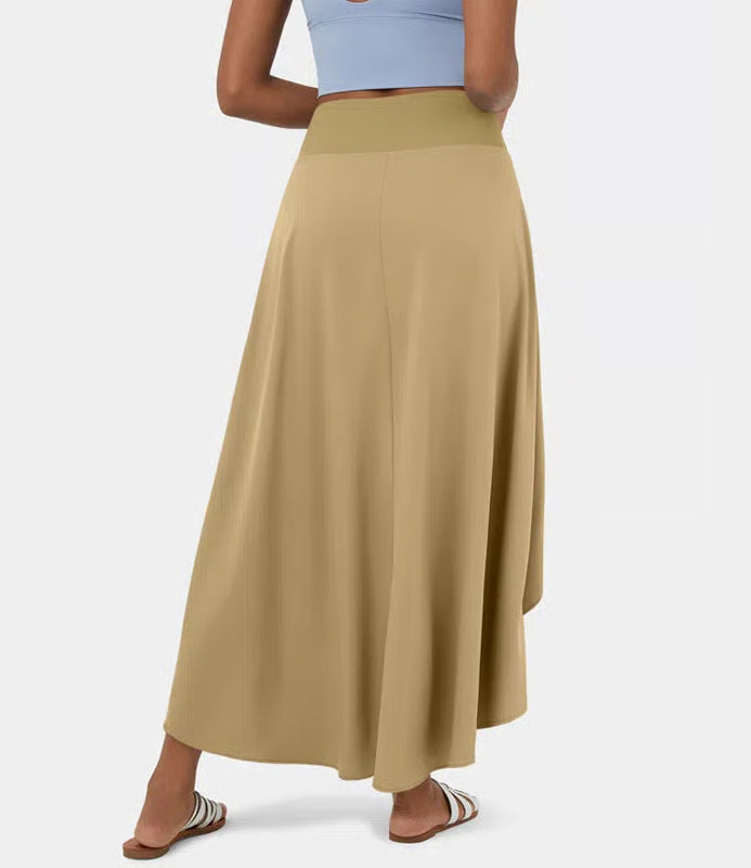 Regular Fit High-Waisted Ruffled Maxi Skirt, 2-in-1, Flowy, Quick-Drying