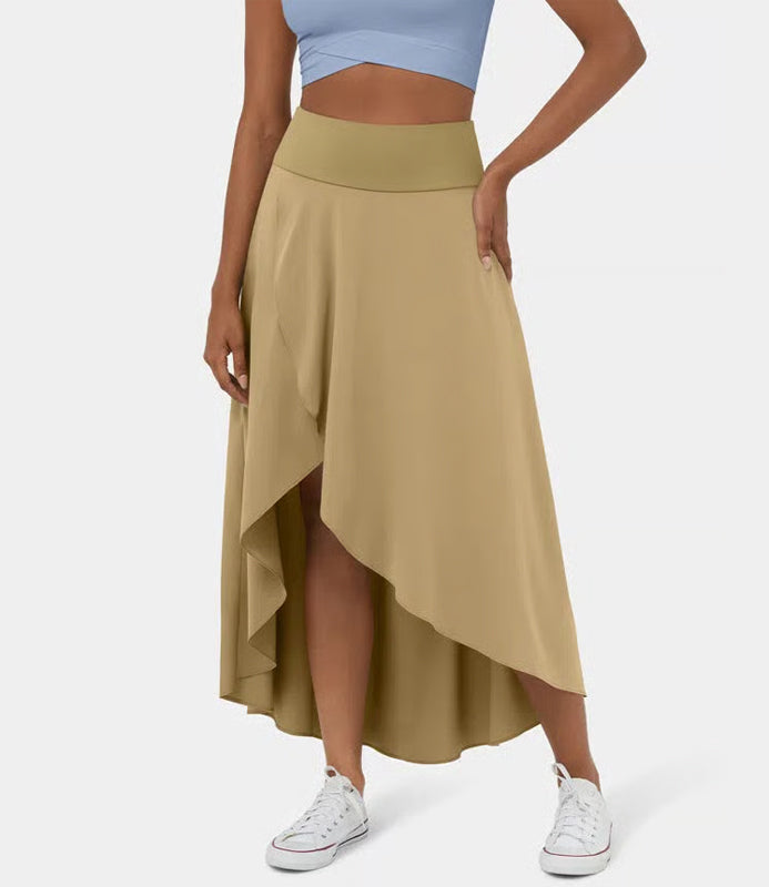 Regular Fit High-Waisted Ruffled Maxi Skirt, 2-in-1, Flowy, Quick-Drying